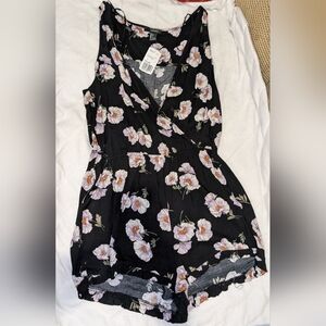 Forever 21 Black Floral Jumpsuit